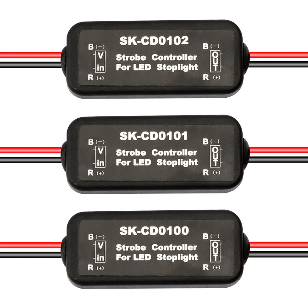 Brakelight strobe controller three versions, always flash, 5 flash, or fast then slow flash