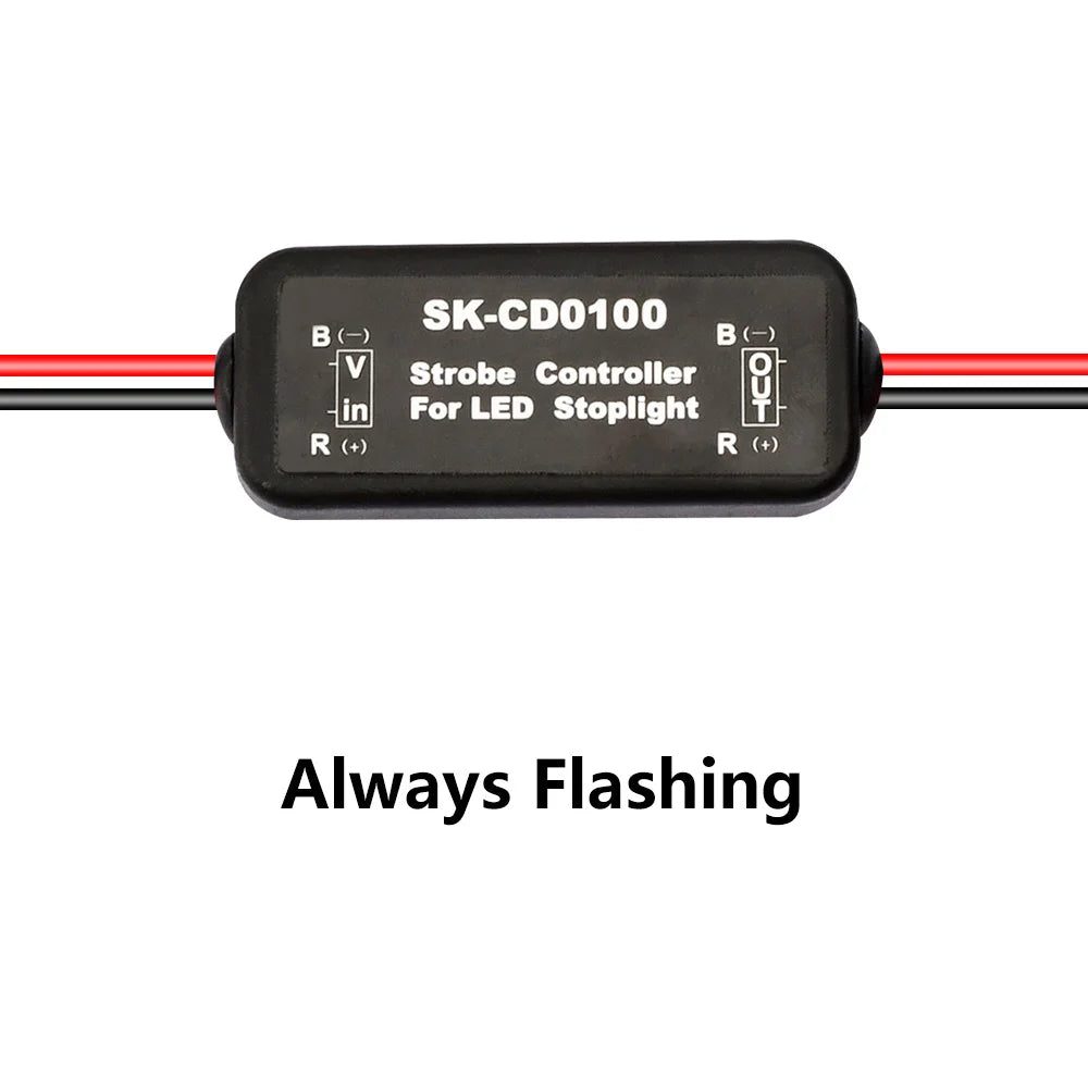 Brakelight strobe controller three versions, always flash, 5 flash, or fast then slow flash